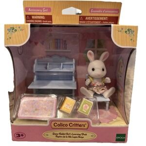 NEW Calico Critters - Snow Rabbit‎ Girl's Learning Desk Sylvanian Families T3